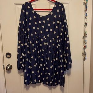 Free People Navy Blue polka dot boho dress